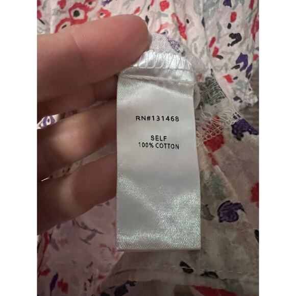 Avara top floral Puff short sleeves size XS Cotton V neck classic - Picture 3 of 9